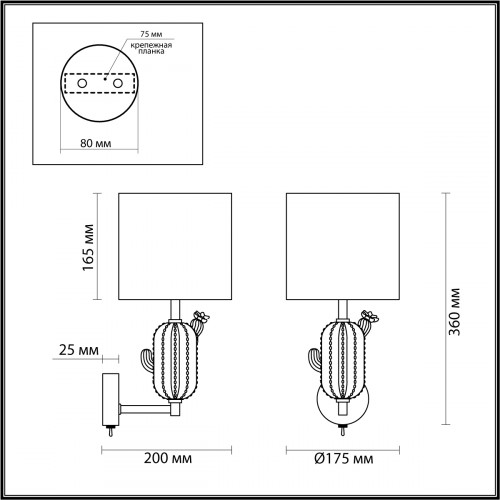 Светильник настенный 5425/1W Odeon Light Exclusive Золотой