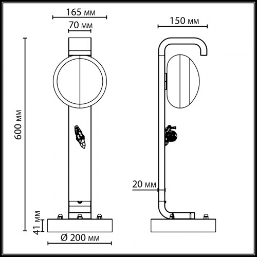 Светильник уличный 5434/1F Odeon Light Exclusive Черный