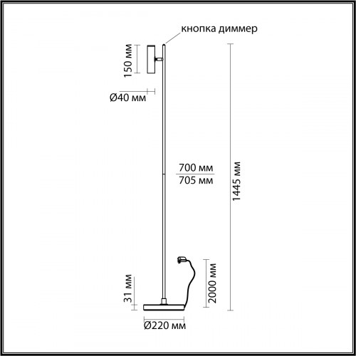 Торшер 6643/5FL Odeon Light Черный