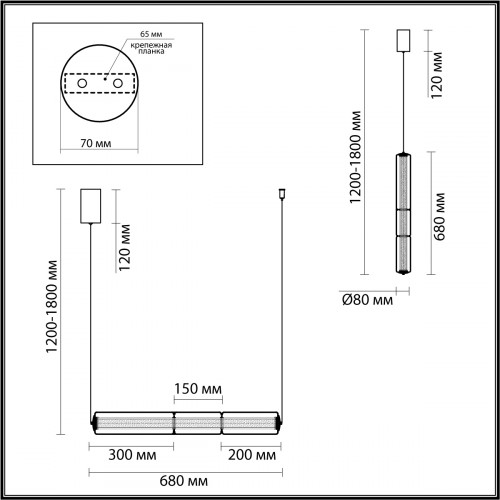 Светильник подвесной 6698/19L Odeon Light Черный